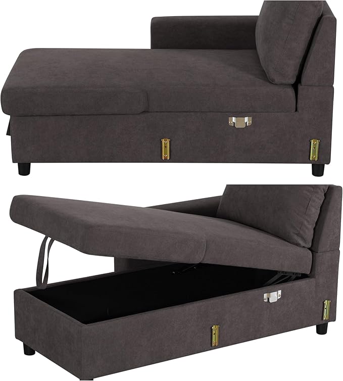 83 Inch Pull Out Couch, Convertible Sofa Bed for Living Room, Comfortable Sleeper Sofa with Pull Out Bed, Modern Sectional Couches with Storage Chaise, Easy Assembly for Apartment, Dark Brown