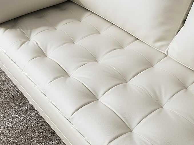 SILKIR 3-Person Sofa Couch for Living Room | Perfect for: Apartment/Studio/Office & Small Space | Poly Leather Fabric | Fast and Easy Assembly | (White) Modern Contemporary Mid-Century, Faux