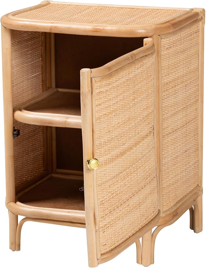 Bali & pari Kiara Bohemian Natural Rattan Nightstand - Image 4