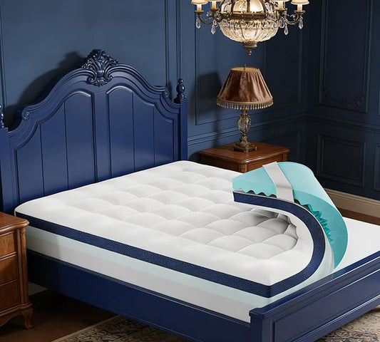 4 Inch Dual Layer Memory Foam Mattress Topper Full Size - 2 Inch 1000GSM Soft Pillow Top Mattress Pad & 2 Inch 5-Zone Egg Crate Cooling Gel Memory Foam for Back Pain (Full,54"x75")