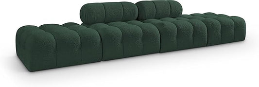 Meridian Furniture 611Green-S136C Ames Collection Modern | Contemporary Modular Sectional with Rich Green Boucle Fabric, Modular to Create Infinite Configurations, 136" W x 34" D x 28" H, Green