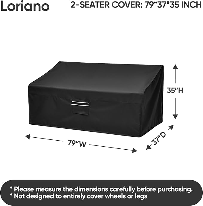 Loriano 3-Seater Patio Sofa Covers, 100% Waterproof Perfect Fit for Outdoor Sofa Covers, Oxford Fabric Lawn Patio Furniture Loveseat Covers 79W x 37D x 35H inches - Image 2
