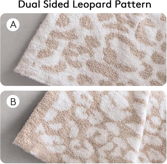MH MYLUNE HOME Ultra Soft Leopard Throw Blanket (50x60 inches) Khaki Microfiber Blankets Plush Warm Reversible Cheetah Blanket Leopard Pattern Throw for Couch Bed Sofa, Khaki, 50"x60", 410GSM