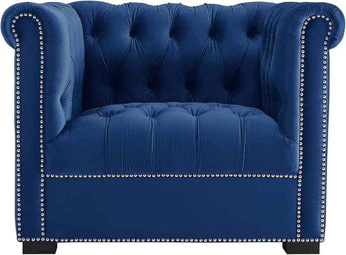 Modway EEI-3065-MID Heritage Upholstered Velvet Armchair, Midnight Blue