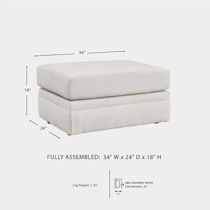 Signature Design by Ashley Maitelynn Casual Upholstered Ottoman, White