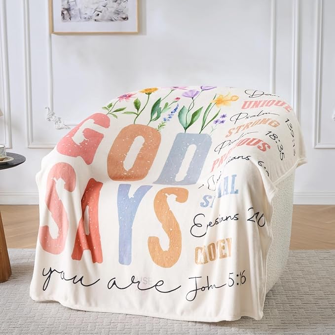 Christian Gifts for Women ?€? ?€?God Says You are?€? Scripture Throw Blanket with Bible Verses, Inspirational Religious Fleece Blanket for Mom Wife Sister Friends, Soft & Cozy, 50x60