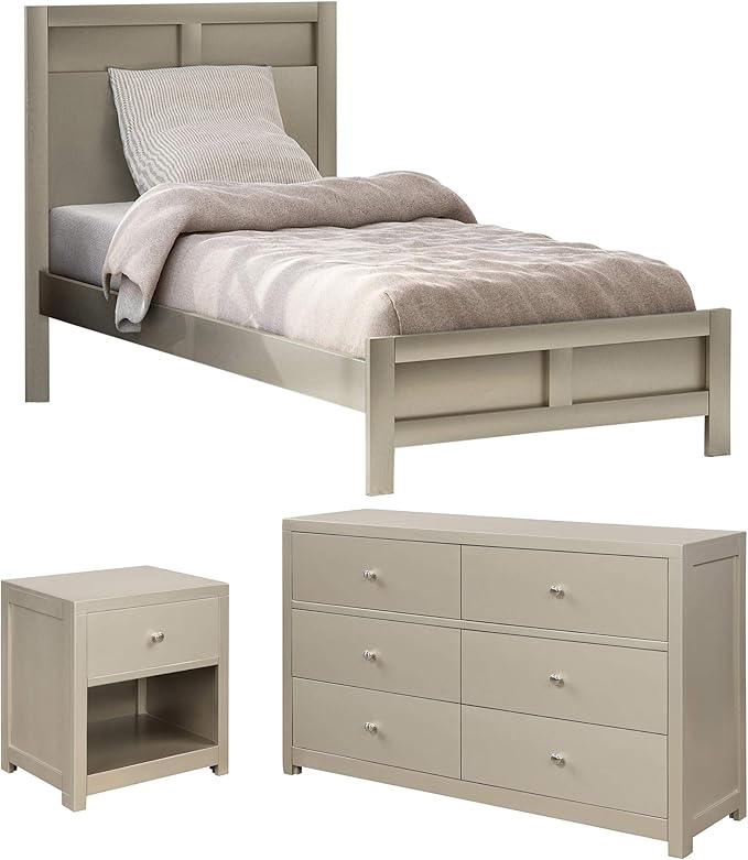SOFTSEA 3-Piece Bedroom Sets Featuring Twin Size Platform Bed, Matching Nightstands and Dresser, Solid Wood Bedroom Furniture Set (Twin)