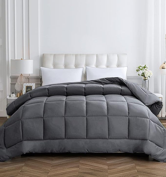 Cozynight Down Alternative Comforter-All Season Full Comforters Duvet Insert with Corner Tabs-Breathable-Diamond Stitched Reversible Gray Comforter 82x86 inches