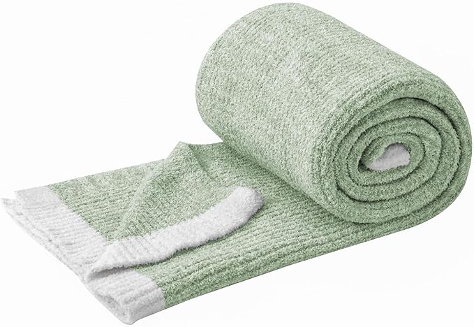 MH MYLUNE HOME Ultra Soft Ribbed Throw Blanket for Couch 50x60 Inches Luxurious Super Cozy Fluffy Microfiber Blanket Plush Warm Reversible Throw Blankets for Sofa Bed - Sage Green 50 x 60 Inches