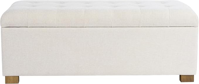 Homepop Home Decor | Upholstered Large Tufted Ottoman Storage Bench | Ottoman with Storage for Living Room & Bedroom | Decorative Home Furniture, Light Gray by HomePop