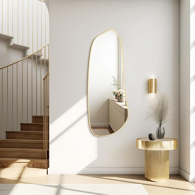 WallBeyond Irregular Wall Mirror, Asymmetrical Mirror Wall Mounted with Gold Framed for Living Room, Bathroom, Bedroom, Entryway Wall Decor, 46"×18", Gold - Image 3