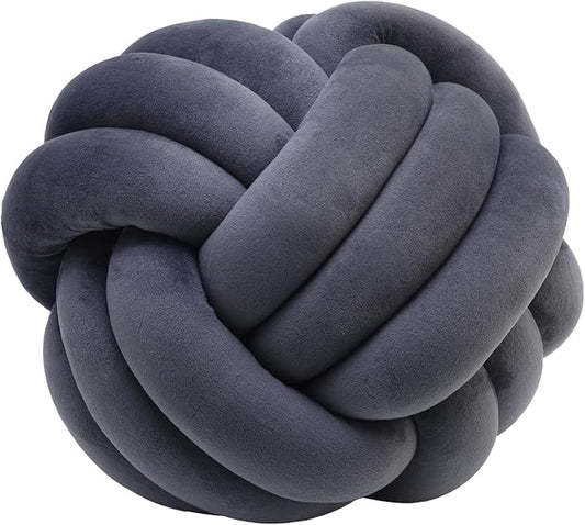 Petrella Knot Pillow Throw Pillows Ball Round Cute Throw Pillows Home Decor Cushion Decorative Aesthetic Spandex,Dark Gray 11inch