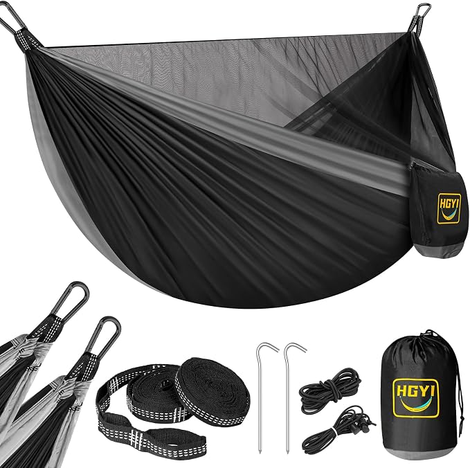 Camping Hammock Mosquito Net,Double & Single Portable Hammocks Hammocks with 2 Tree Straps,Hammock Tent for Travel Camping,Camping Accessories for Indoor Outdoor Hiking Backpacking Backyard Beach by HGYI