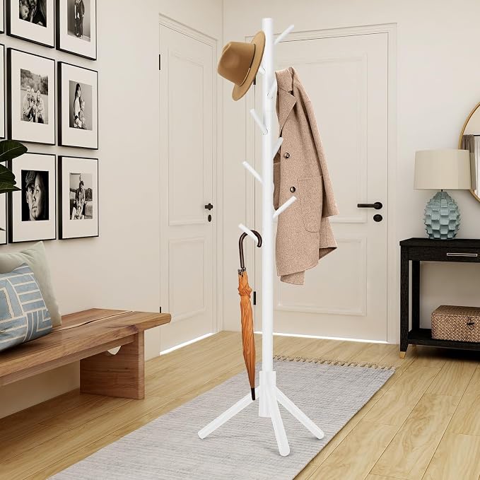 WANGMUXIA Coat Rack, Freestanding Coat Rack with 8 Hooks and 3 Adjustable Size Tree Coat Racks for Bedroom, Hallway, Entrance, Office, for Hats, Coats, Scarves, Handbags - Image 5