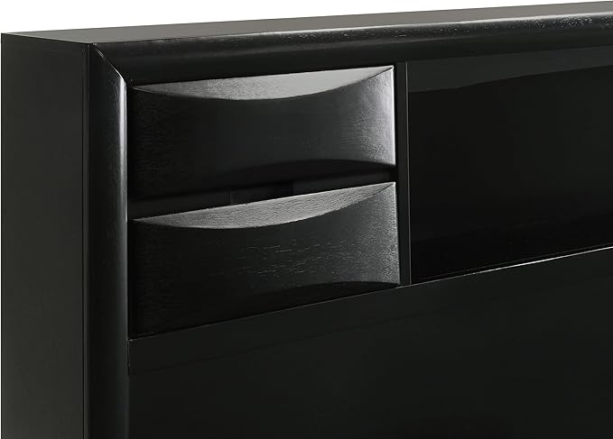 Coaster Home Furnishings Briana Transitional 5-Piece Bedroom Set Queen Size Storage Bookcase Bed Frame 56-inch Headboard Black 202701Q-S5