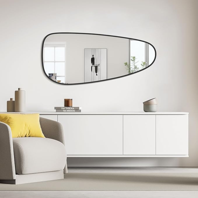 WallBeyond Asymmetrical Mirror, Irregular Wall Mirror, Wall Mirrors Decorative for Bedroom Living Room entryway Hall, Wall Mirror for mid Century Modern Decor 48" H x 22" W, Black - Image 2