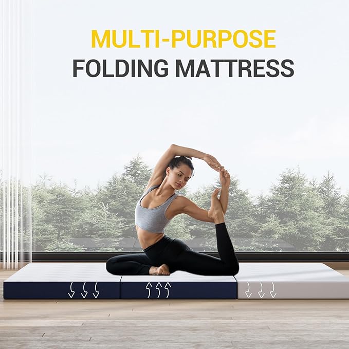 Avenco Foldable Mattress Full, Folding Mattress 4 Inch Memory Foam, Trifold Mattress Portable with Removable Cover & Detachable for Guest Room/Caravan/Camping/Travel, Full Size 75"x54"x4"