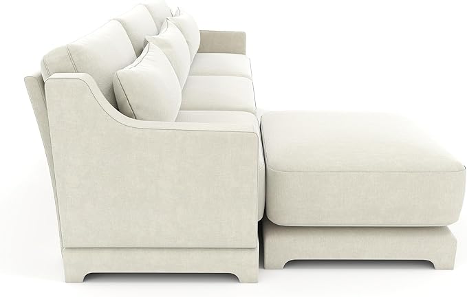 Ball & Cast 105.9” Modular Sectional Sofa, Comfy Cloud Couch with Lumbar Pillows and Ottoman, Deep Seat Chenille L Shaped Modular Sofa, Sectional Couches for Living Room, Bedroom and Apartment, Beige