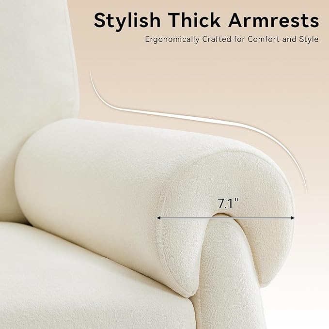 Oversized Accent Chair, Comfy Living Room Chairs, Single Sofa Chair with Thick Cushion and Armrests, Upholstered Arm Chair for Living Room, Modern Armchair, Reading Chair for Bedroom, Beige