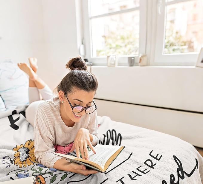 Get Well Gifts for Women/Men White Blanket 50"x60", Inspirational/Thinking of You/Cancer Care/Feel Better/Surgery Recovery Gifts for Women, Sympathy Gift, Soft Hug/Get Well/Healing Blanket