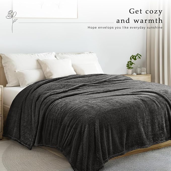 Exclusivo Mezcla Twin Size Blanket for Bed, Super Soft Velvet Plush Fleece Blankets, Fuzzy Cozy and Warm for Winter, 60x80 Inches, Dark Grey