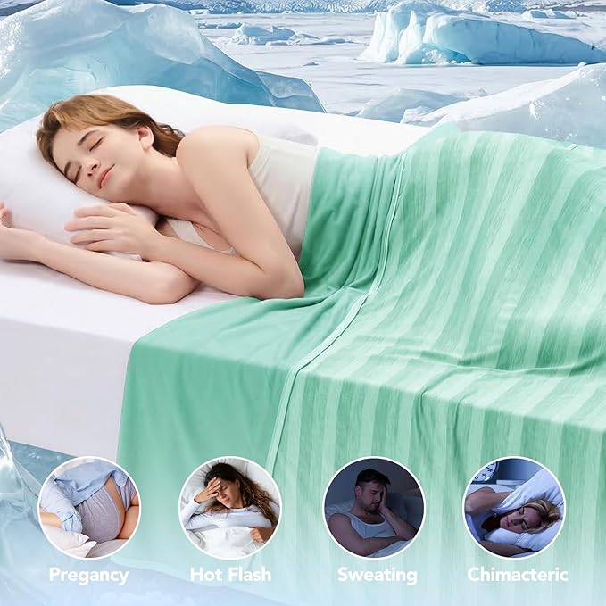 GOHERO Cooling Blanket Throw- 50"x60" Summer Cooling Throw Blanket for Hot Sleepers Arc-Chill Q-Max >0.45 Cool Fiber, Keeps Cool for Night Sweats, Soft Lightweight Sofa Blankets for Kid Adults