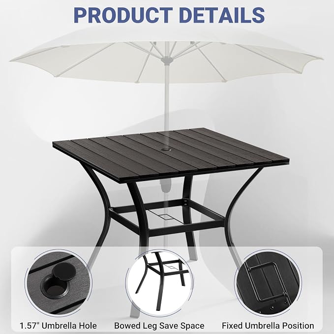 LEVELEVE 5 Piece Outdoor Patio Dining Set with 4 Swivel Dining Chairs & 1 Large Round Dining Table,Bistro Furniture Set for Lawn, Garden, Deck, Backyard and Porch - Image 3