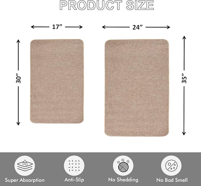 1/10 Inch Ultra Thin Indoor Door Mat, Long-Lasting & Maximum Non-Slip Rubber Backing, Washable & Stain-Resistant Entryway Mats with Powerful Dirt Trapper for Various Entrance, 29''X17'', Khaki - Image 2