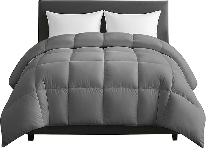 LUX Décor King Comforter – 102x90 Ultra-Soft Down Alternative Duvet Insert with Corner Tabs & Box Stitching, Hotel Quality Plush Microfiber Bedding, Oeko-TEX Certified - Grey
