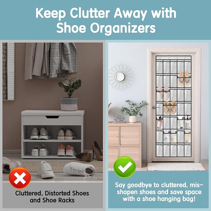Kotkn 35 Compartment Over The Door Storage - Breathable Mesh Hanging Organizer with Large Pockets, Space Saving Design for Men & Women's Footwear, Closet, Bedroom ???White??? - Image 7
