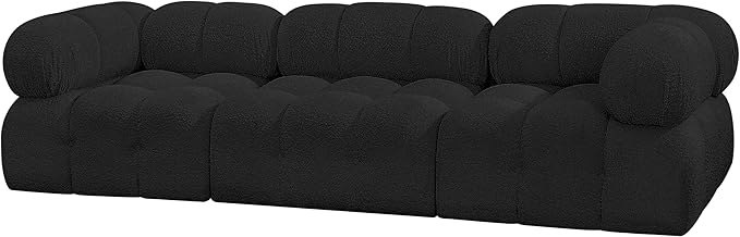 Meridian Furniture 611Black-S102A Ames Collection Modern | Contemporary Modular Sofa with Rich Black Boucle Fabric, Modular to Create Infinite Configurations, 102" W x 34" D x 28" H, Black