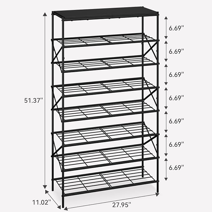 IBUYKE 8 Tier Shoe Rack, Large Capacity Shoe Storage Organizer for 32 Pairs of Shoes, Metal Shoe Storage Rack with Shelf for Entryway Hallway Closet Garage, Black TXJ018B - Image 3