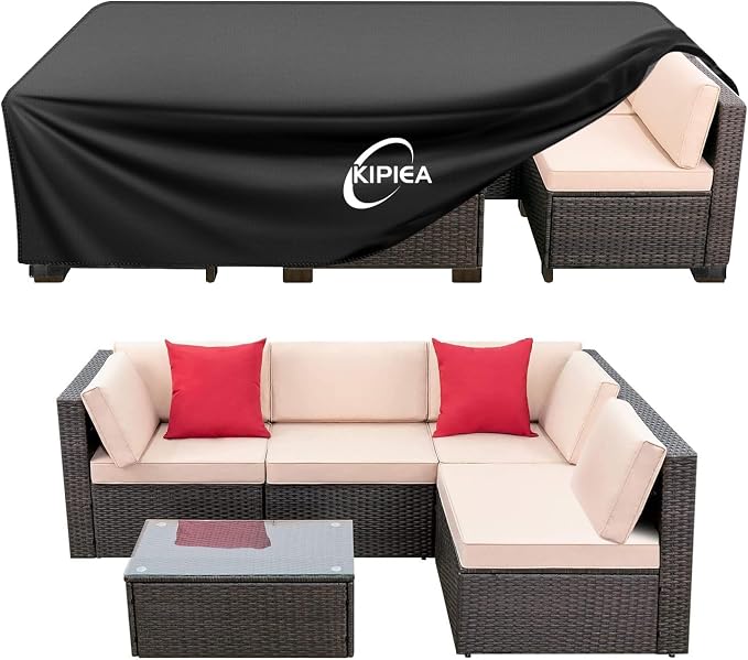 Kipiea Patio Furniture Covers Waterproof Winter, Heavy-Duty Outdoor Furniture Set Covers for Table Chairs, Anti-UV, No Tears or Fading (74" L x 47" W x 28" H) by Kipiea