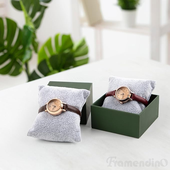 Framendino, 12 Pack Gray Velvet Bracelets Pillow Small Watch Pillows Jewelry Display Bangle Cushions for