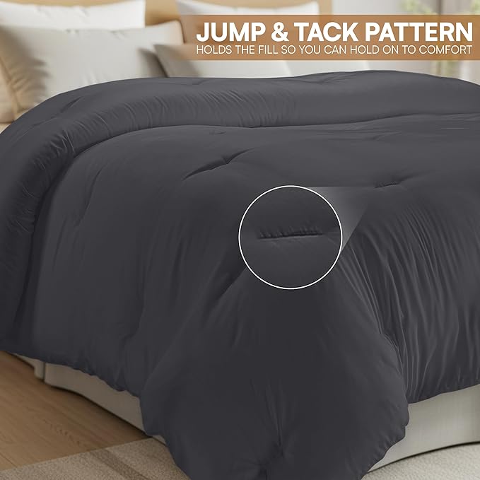 Utopia Bedding Comforters King Size, All Season Duvet Insert, Down Alternative King Comforter with Corner Tabs, Machine Washable Bed Comforter 90 x 102 Inches (Grey)
