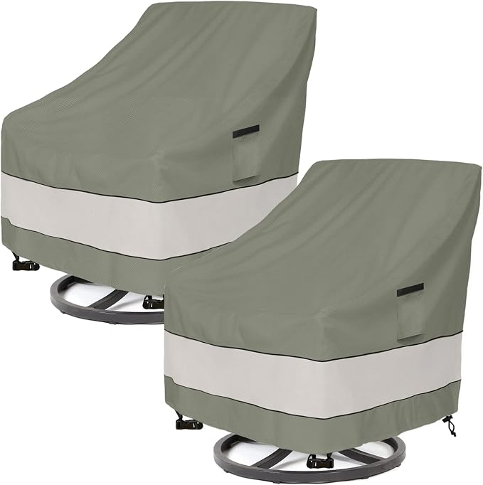 Patio Chair Covers Waterproof Patio Furniture Covers,33W x 37D x 38 H Inches Outdoor Swivel Chair Cover 2 Pack -Grayish Green by Aacabo