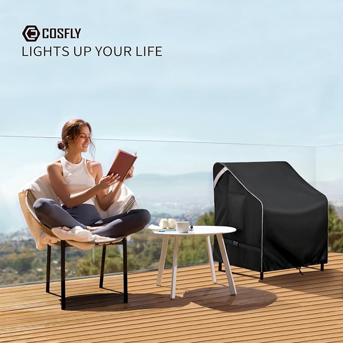COSFLY Outdoor Patio Chair Covers Waterproof, Heavy-Duty UV-Resistant Furniture Covers, Adjustable Fit with Buckle Straps, Fits Chairs up to 32" W x 37" D x 36" H (2-Pack, Black) - Image 9