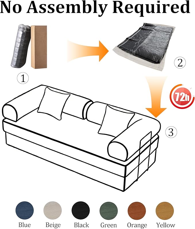 79'' Convertible Compressed Corduroy Folding Cloud Sofa Bed, 5 in 1 Modern Modular Boneless Pull Out Loveseat Sleeper in a Box, No Assembly Foldable Floor Futon Couch for Home, Yellow, Pillows, King