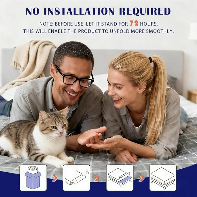 SHOUREN Memory Foam Mattress Topper Queen for Back Pain Relief, 2~3In Thick Plush Gel Foam Bed Topper 1700 GSM, Smooth & Supportive Pressure Relief, 80" x 60"