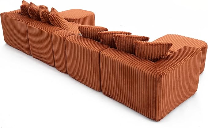 Oversized Cloud Modular Sectional Sofa Boneless Couch with Movable Ottomans,Free Combination Memory Foam Floor Couch with Charging Port & Cup Holders for Living Room | Coffee Table Board, Wireless Charge, No Assembly