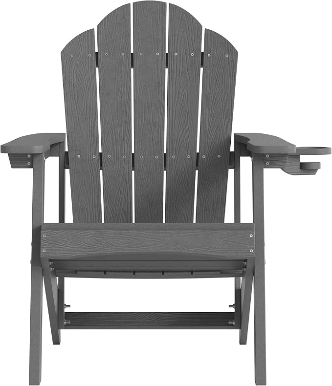LUE BONA Matte HDPE Adirondack Chairs Set of 4 - Weather Resistant Seating with Cup Holder for Patio, Fire Pit, Deck & Cafe Patio, Dark Gray - Image 7