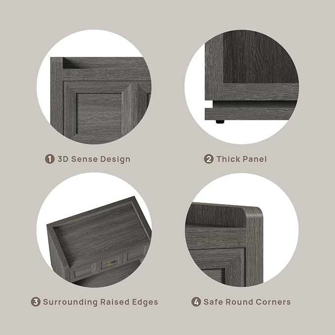 SICOTAS 31" Wide Nightstands Set of 2, Large Night Stands with Drawer, Oversized King Size Nightstand Bedside Table for Bedroom, Farmhouse End Side Table Set of 2 (Dark Grey Oak, 31-Inch) - Image 5