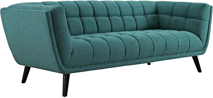 Modway Bestow Upholstered Fabric Button-Tufted Sofa In Teal