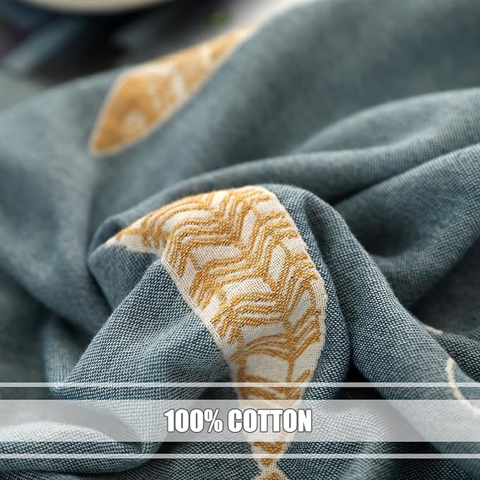 Boho Throw Blanket for Bed 100% Cotton Ultra Soft Rustic Quilt Spring Blanket Fish Farmhouse Decor Bed Blankets,60"x80" All Season Rustic Throw for Sofa Couch Chair