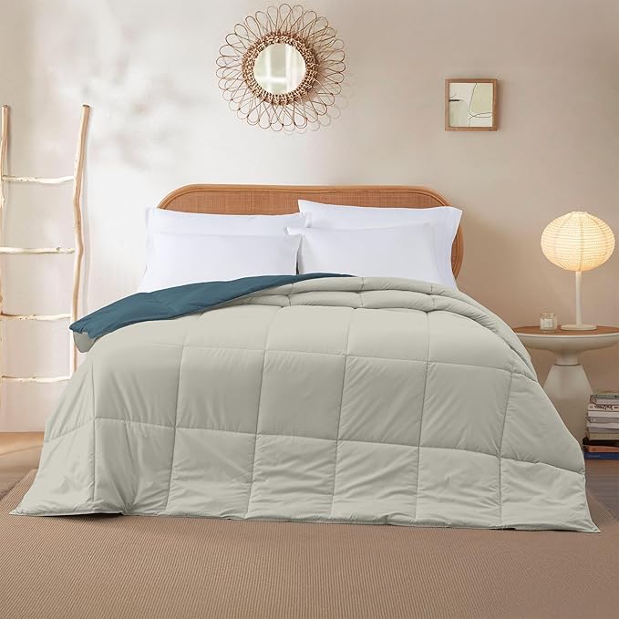 Modern Threads Down Alternative Reversible Comforter Teal/Beige Queen