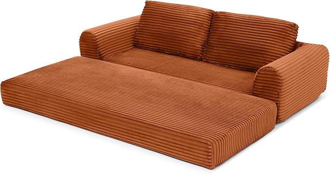 Foldable Boneless Love Seat Couches in a Box, Modern Floor Foam Sleeper Sofa Bed 2-in-1 Convertible Cloud Sofa for Home Apartments Bedroom