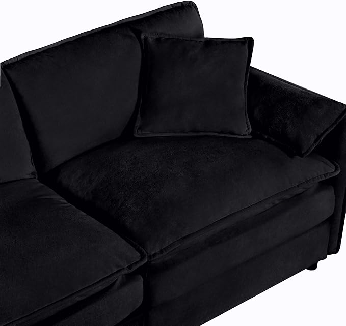 109-Inch U-Shaped Sectional Cloud Sofa Oversized Modular 5 Seaters Sofa Couch with 2 Ottoman Chaise and Pillow Armrest, Chenille Upholstered Convertible Cloud Couch