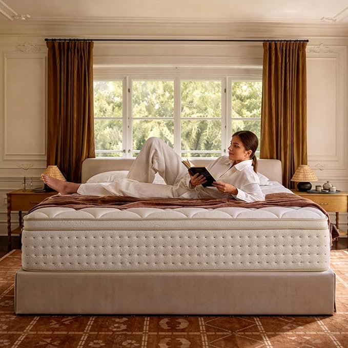 COMFBOX Queen Size Hybrid Mattress in a Box, 12 Inch, Cooling Gel Memory Foam and Pocket Springs, Medium Firm, Pressure Relief (Queen, 12, 12, Inches)