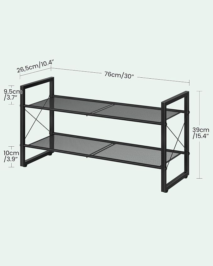 CHOEZON Shoe Rack, 2-Tier Shoe Rack for Closet, Metal Shoe Storage Organizer, Shoe Rack for Entryway, Shoe Shelf with Adjustable Feets, for Entryway, Hallway, Living Room, Bedroom, Black TXJ12BB - Image 3