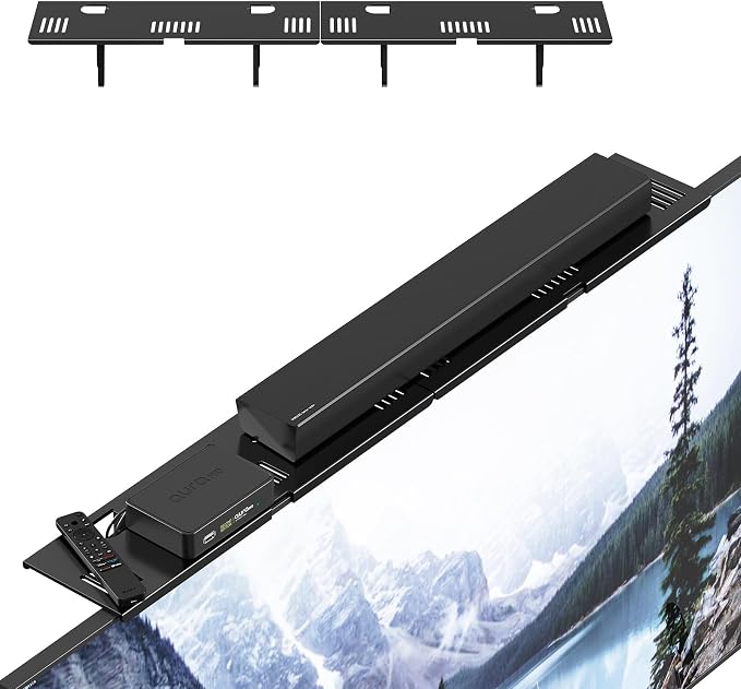CABTE Adjustable Steel TV Top Shelf, Floating TV Stand, Universal Monitor Shelf for Soundbar, Game Console, Cable Box, Router Shelves (33.86X4.72inch) by CABTE